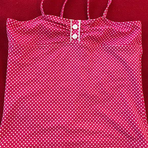 Lands’ End Pink polka dot swimsuit with 2 tops. - Picture 6 of 7